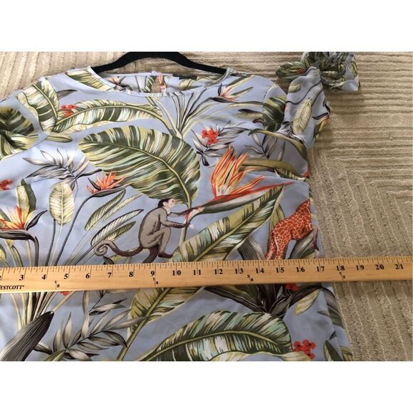 Ann Taylor Tropical Monkey Blue blouse size XS/P - Picture 8 of 11